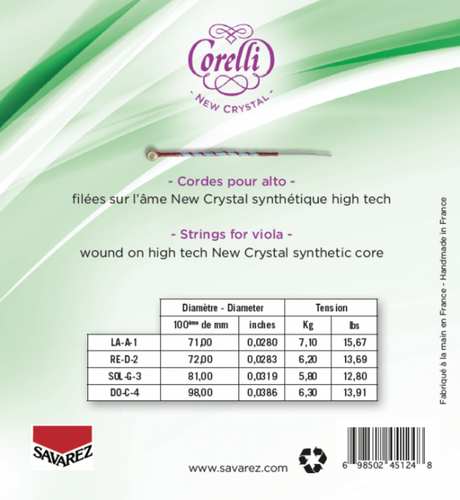 Corelli strenger for bratsj New Crystal - Light (730L)
