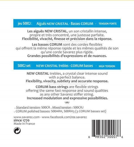 Savarez strenger til klassisk gitar Corum New Cristal - Sett (500CJ)