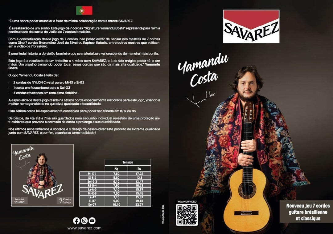 Savarez strenger for klassisk Gitarer YAMANDU COSTA 7-string - 7-string high tension (Y510MJ7)