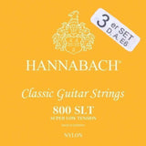 Hannabach strenger for klassisk Gitarer Serie 800 Super Low Tension sølvbelagt - sett med 3 bass (8007SLT)