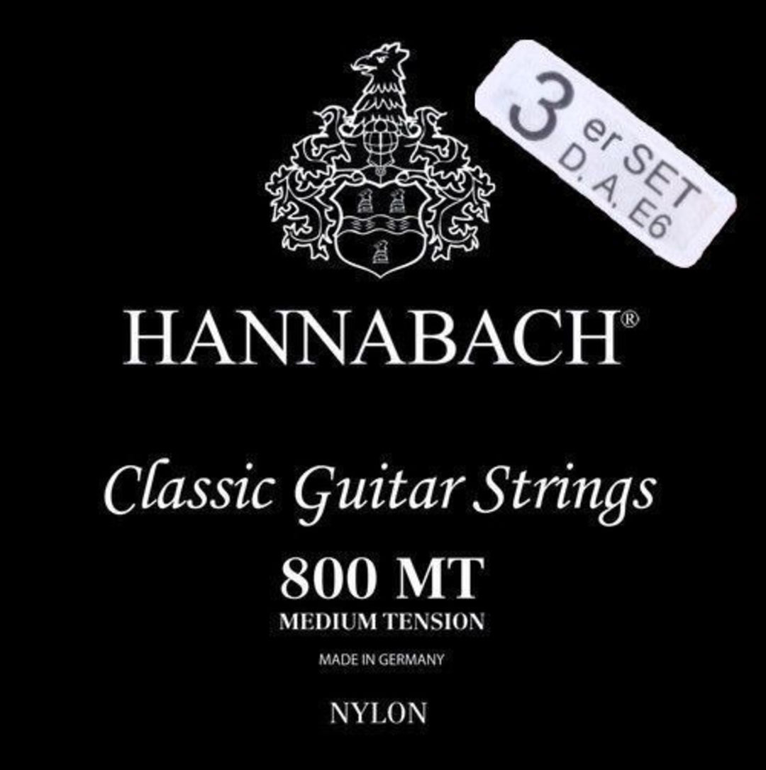 Hannabach strenger for klassisk Gitarer Serie 800 Medium tension sølvbelagt - sett med 3 bass (8007MT)