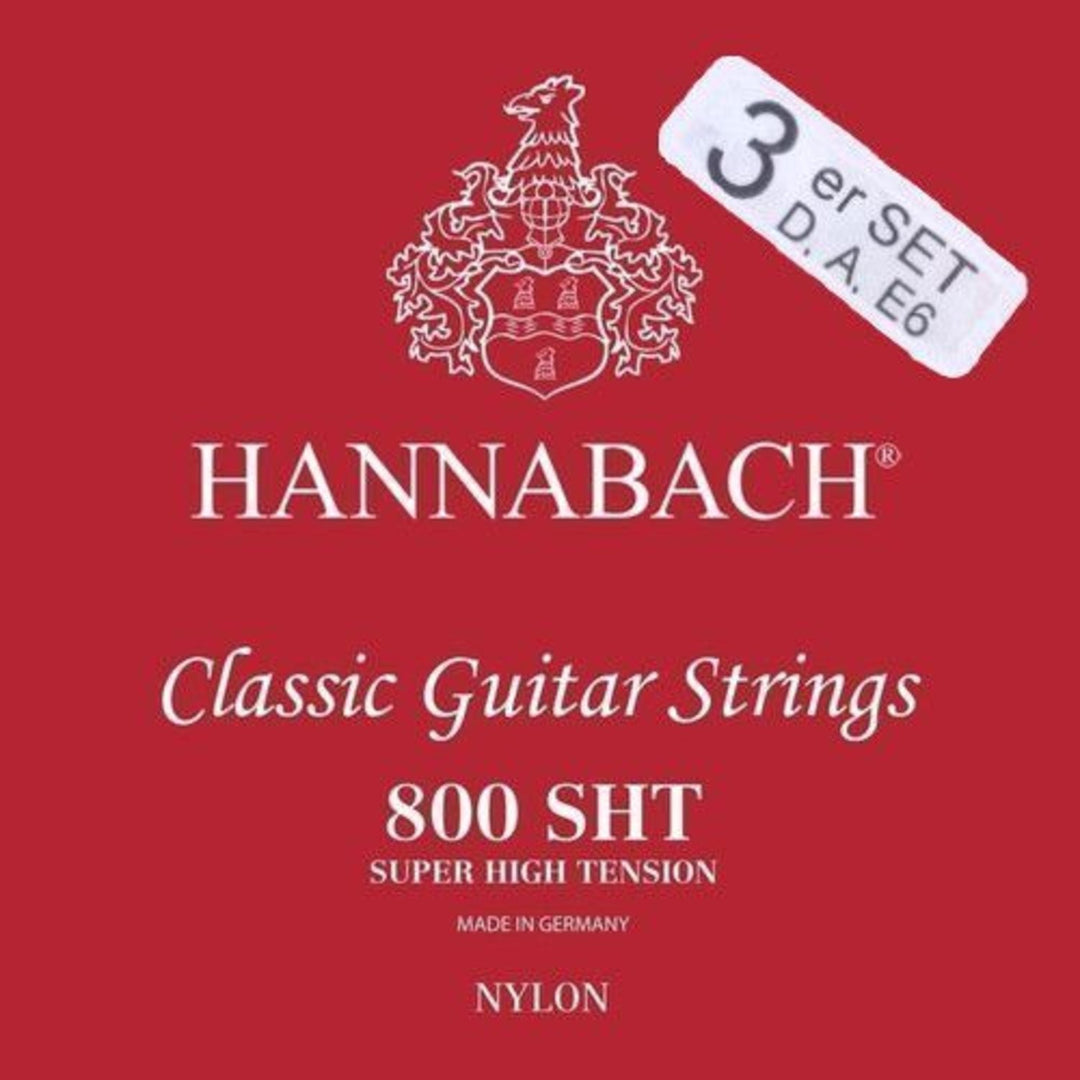 Hannabach strenger for klassisk Gitarer Serie 800 Super High Tension sølvbelagt - sett med 3 bass (8007SHT)
