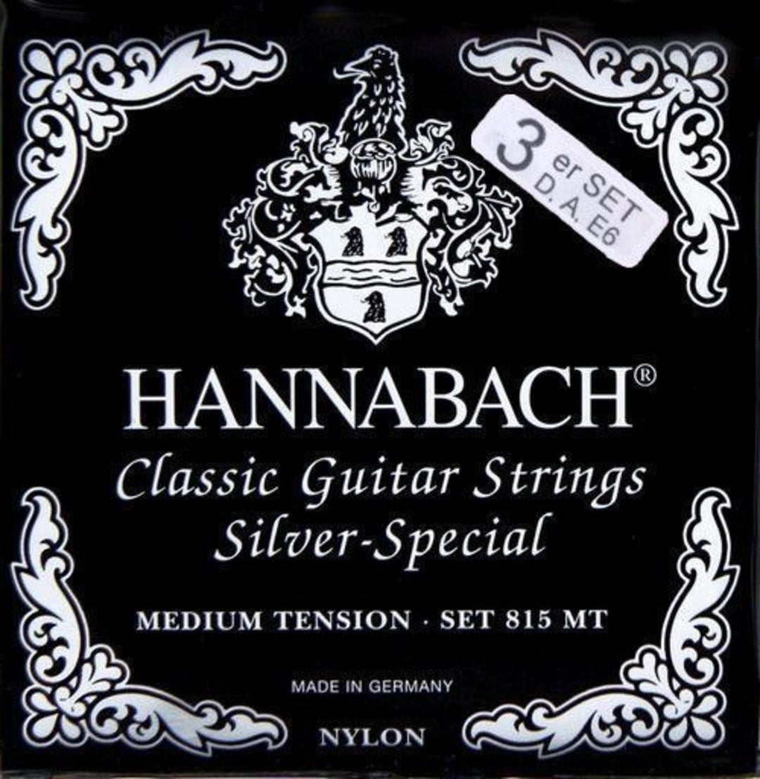 Hannabach strenger til klassisk gitar Serie 815 Medium tension Silver special - sett med 3 bassstrenger (8157MT)
