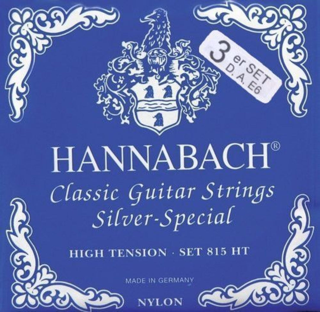 Hannabach strenger til klassisk gitar Serie 815 High tension Silver special - sett med 3 bassstrenger (8157HT)