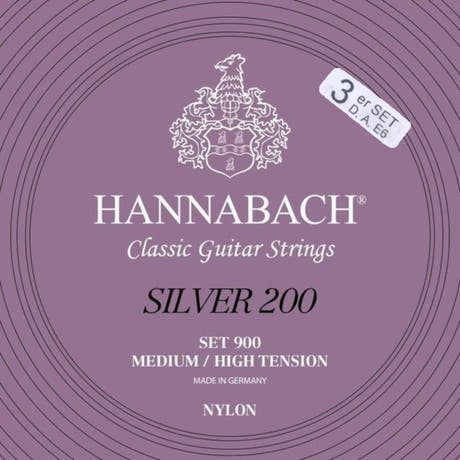 Hannabach-strenger til klassisk Gitarer Serie 900 Medium/High Tension Silver 200 – 3er bass med-hi (9007MHT)