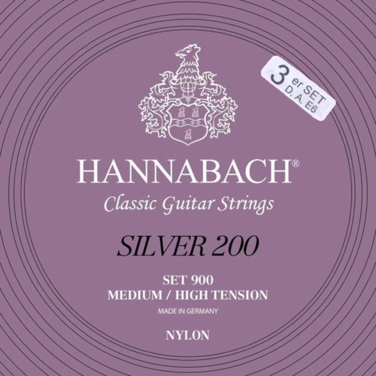 Hannabach-strenger til klassisk Gitarer Serie 900 Medium/High Tension Silver 200 – 3er bass med-hi (9007MHT)