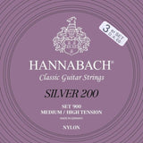 Hannabach-strenger til klassisk Gitarer Serie 900 Medium/High Tension Silver 200 – 3er bass med-hi (9007MHT)