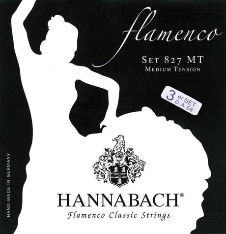 Hannabach strenger til klassisk gitar Serie 827 Medium Tension Flamenco - sett med 3 bass-strenger (8277MT)