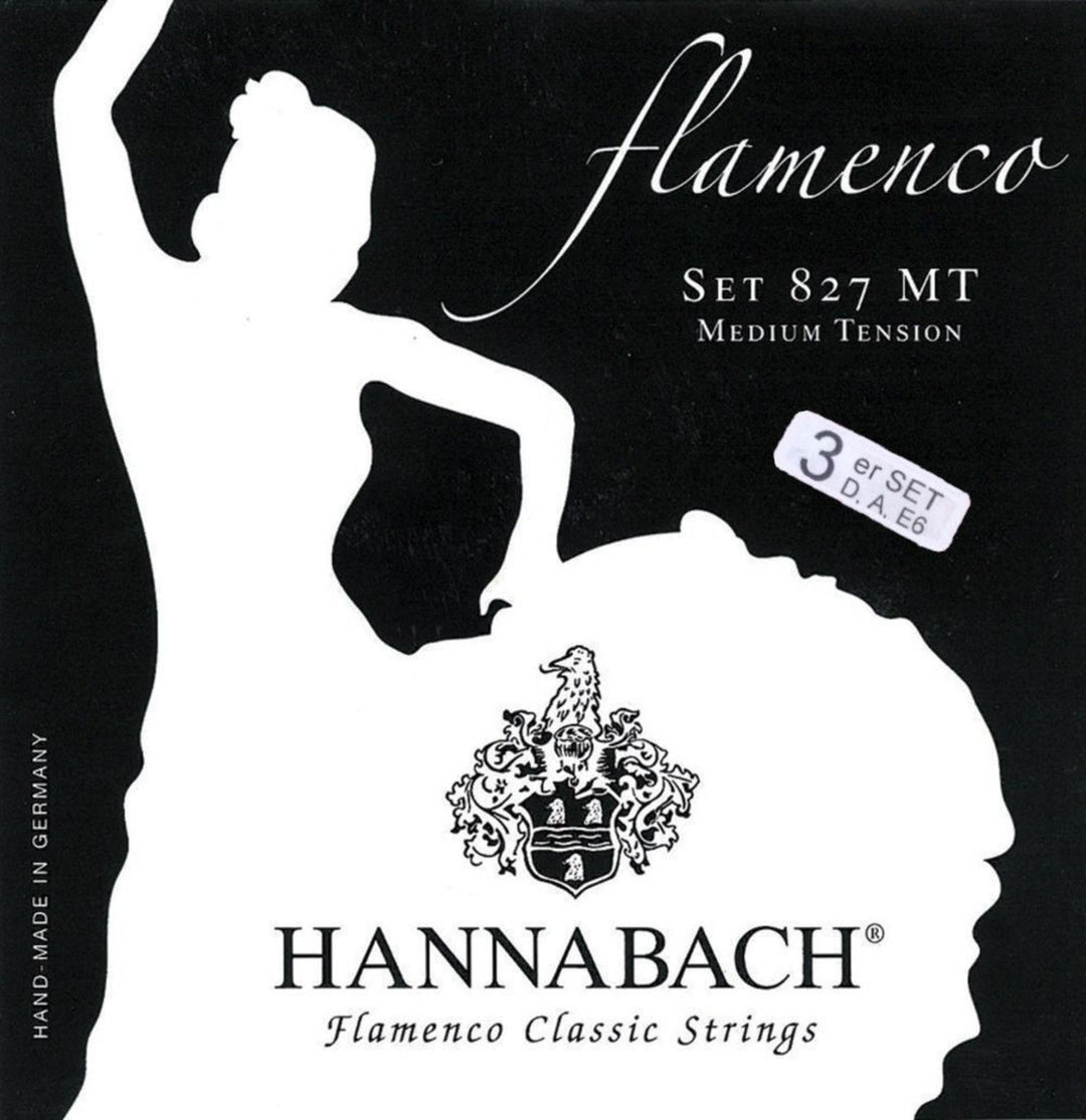 Hannabach strenger til klassisk gitar Serie 827 Medium Tension Flamenco - sett med 3 bass-strenger (8277MT)