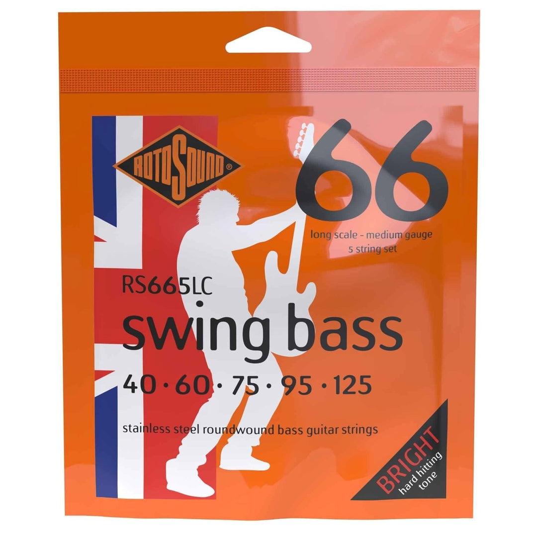 Rotosound E-bass-strenger Swing Bass 66 - Sett for 5-strengers rustfritt stål Medium 40-125 (RS665LC)