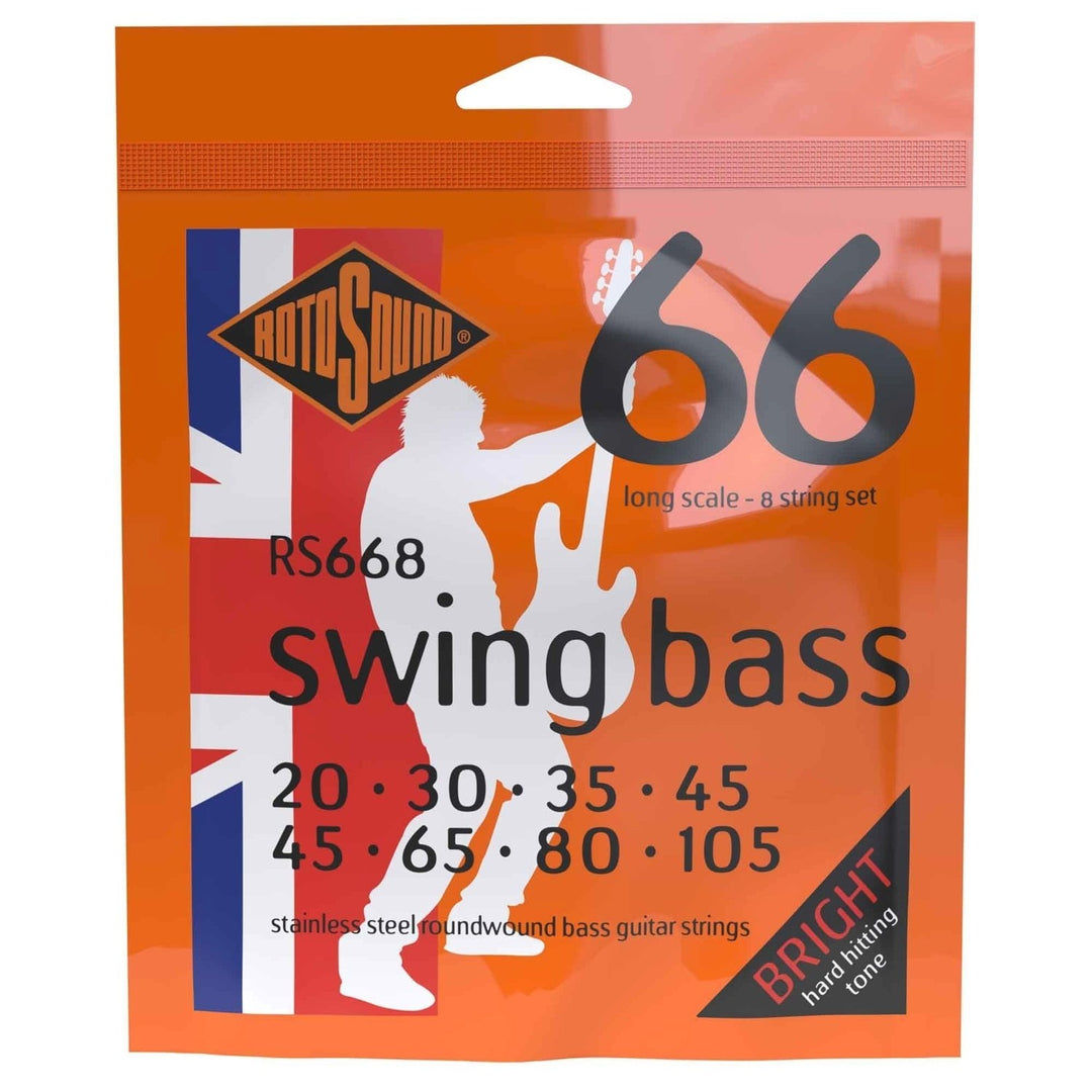 Rotosound elbass-strenger Swing Bass 66 - sett 8-strengers rustfritt stål 45-105 (RS668)