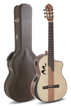 Manuel Rodriguez Elektroakustisk Café Cortado Cutaway - Curly Walnut (sateng)