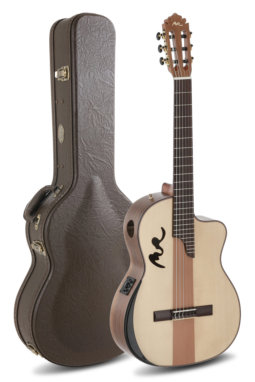 Manuel Rodriguez Elektroakustisk Café Cortado Cutaway - Curly Walnut (sateng)