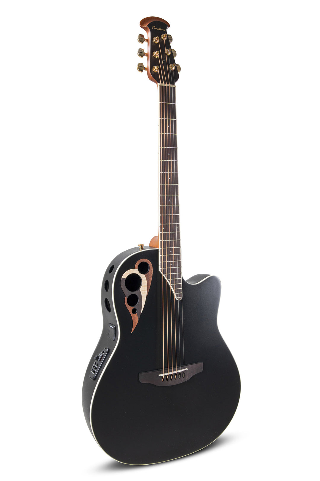 Ovation E-akustiske Gitarer Celebrity Elite Deluxe Deep Contour - Black Satin (CDX40-5-G)