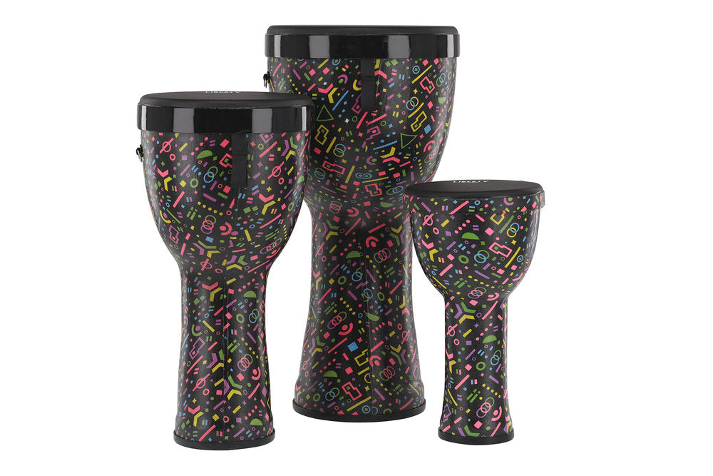 GEWA Liberty Series Nestable djembesett 8", 10" og 12", Crazy Neon