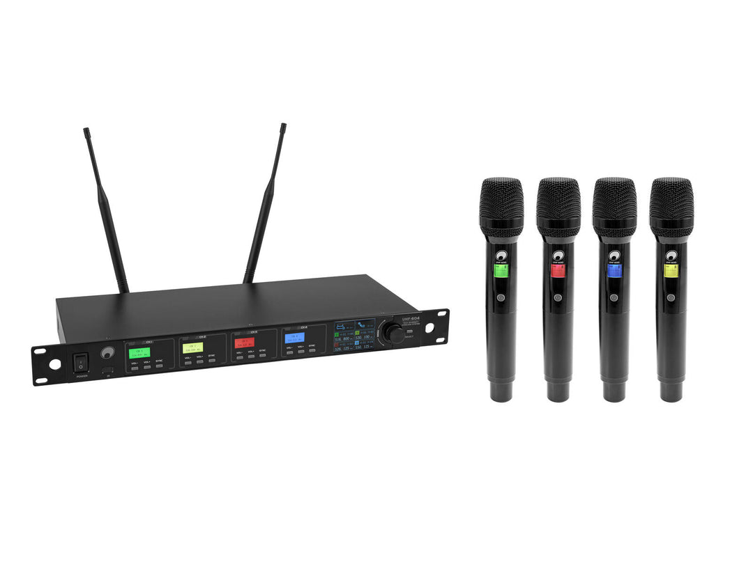 OMNITRONIC UHF-604 4-kanals trådløst mikrofonsystem 520-554 MHz