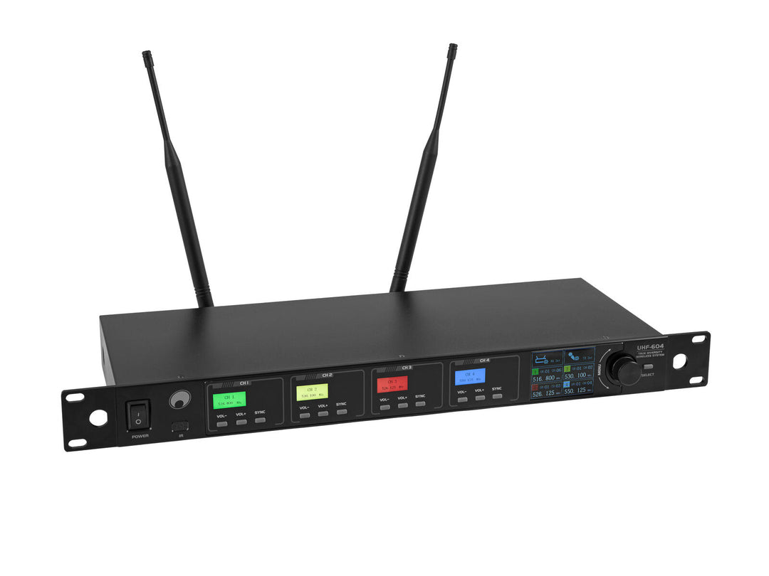 OMNITRONIC UHF-604 4-kanals trådløst mikrofonsystem 520-554 MHz