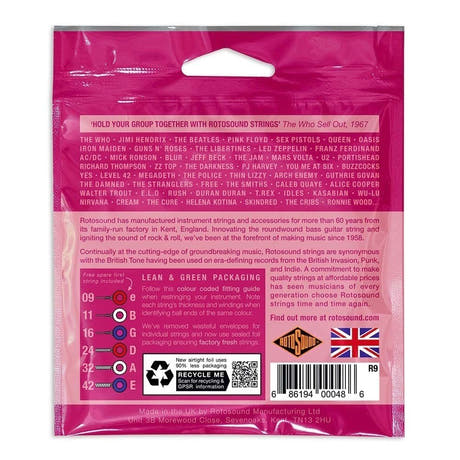 Rotosound Roto Pinks R9 elgitarstrenger 9-42
