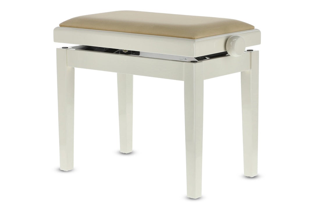 GEWA pianobenk Deluxe - Elfenben høyglans (beige sete)