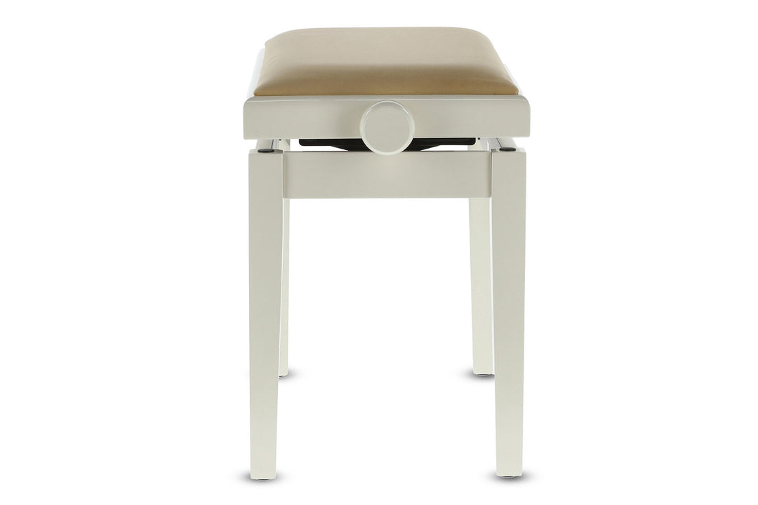 GEWA pianobenk Deluxe - Elfenben høyglans (beige sete)