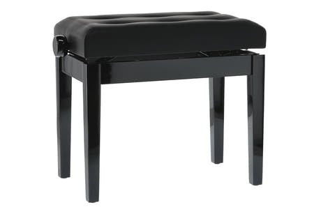 GEWA pianokrakk Deluxe Leather Black, Highgloss - svart trekk i kunstskinn