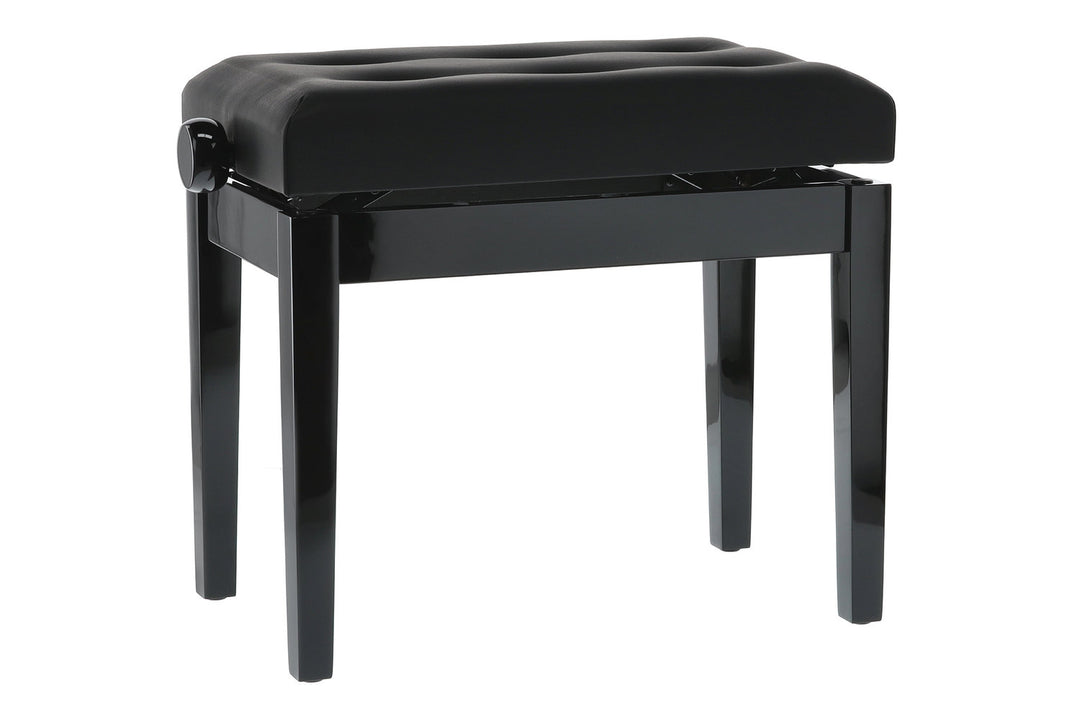 GEWA pianokrakk Deluxe Leather Black, Highgloss - svart trekk i kunstskinn