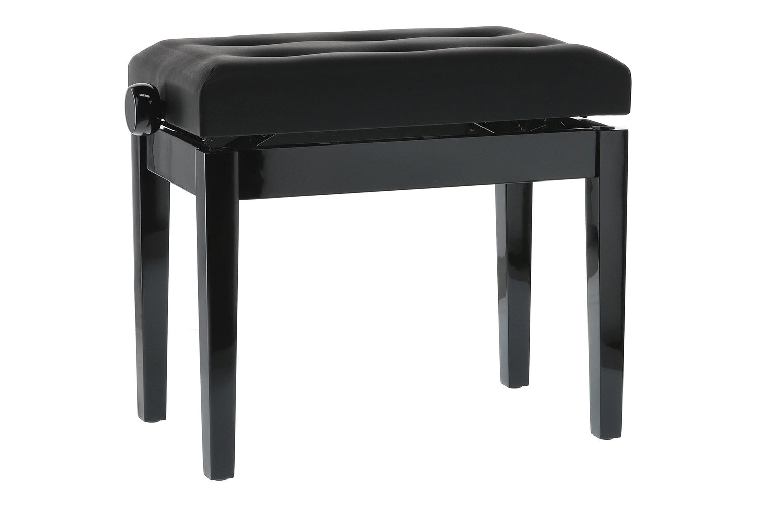 GEWA pianokrakk Deluxe Leather Black, Highgloss - svart trekk i kunstskinn