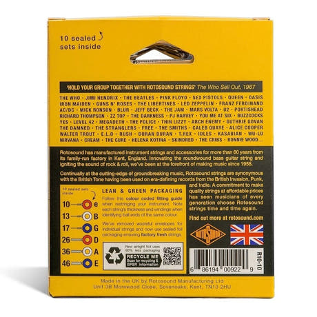 Rotosound Roto Yellows R10-10 elgitarstrenger 10-46, 10 sett