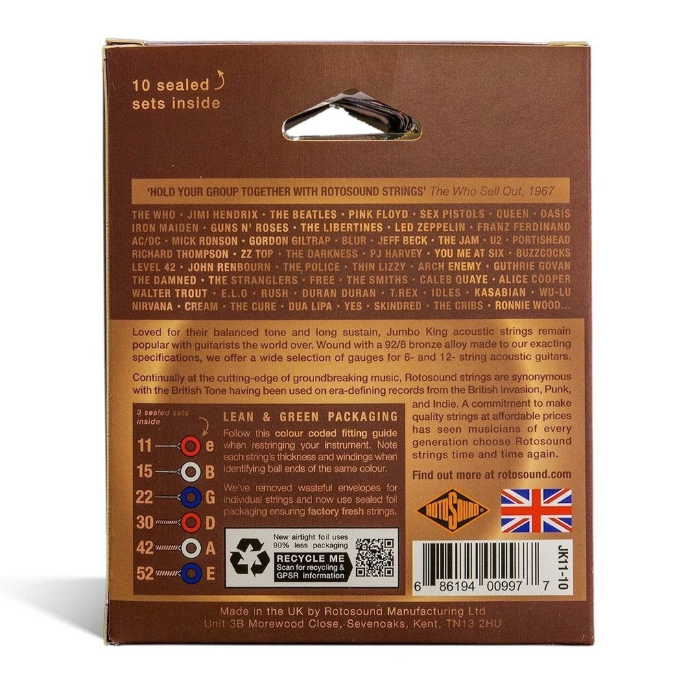 Rotosound Jumbo King JK11-10 westerngitarstrenger 11-52, 10 set