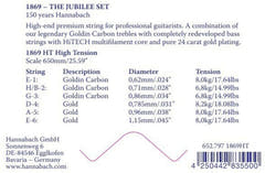 Hannabach strenger for klassisk gitar Serie 1869 Carbon/Gold HT - 3 stk. bass-sett (18697HT)