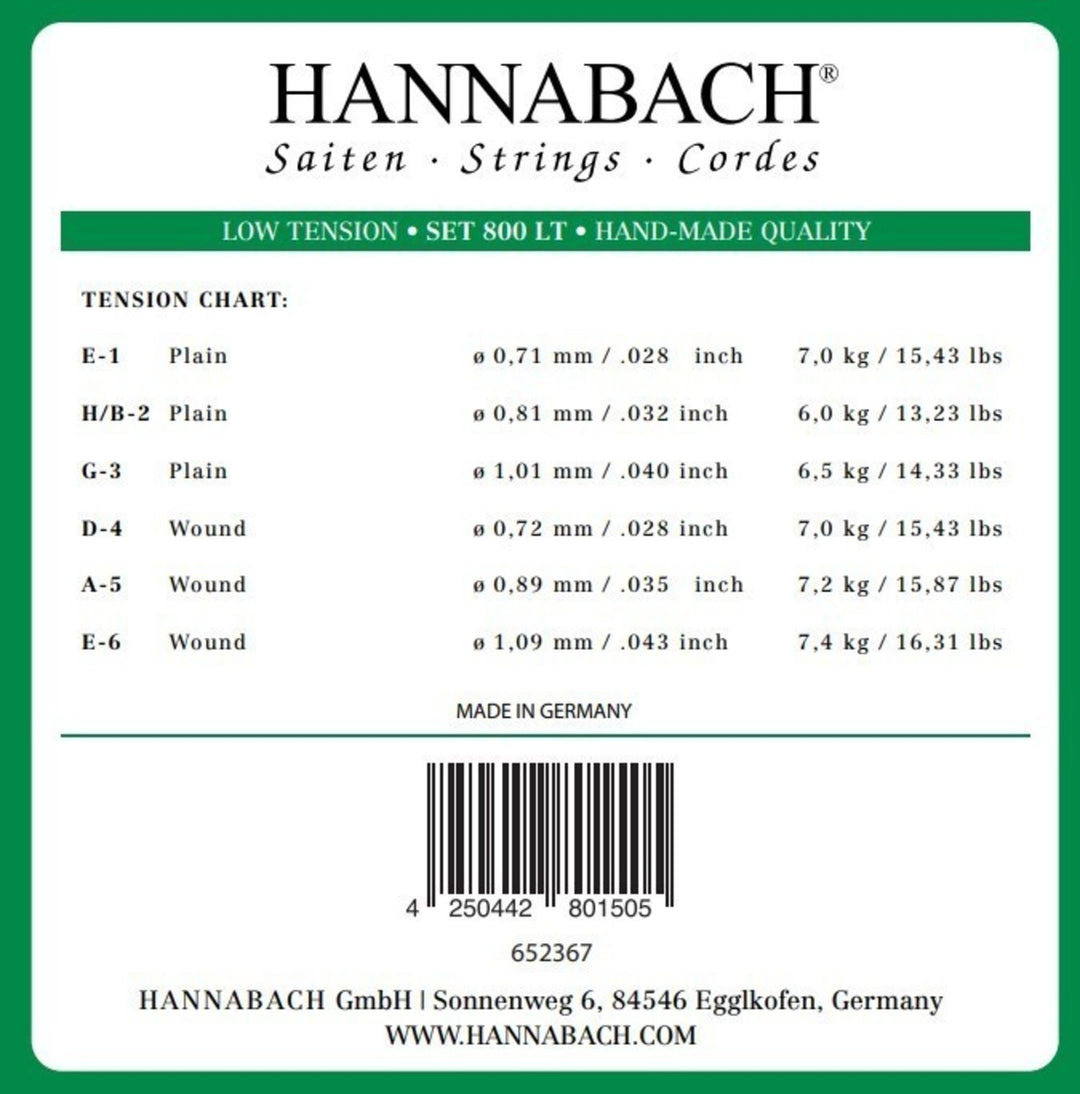 Hannabach-strenger til klassisk gitar Serie 800 Low tension sølvbelagt - Sett lav (800LT)