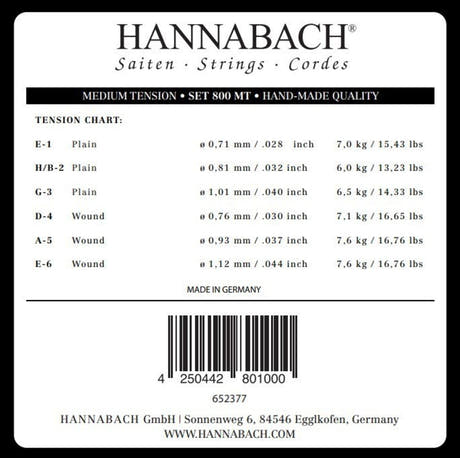 Hannabach-strenger til klassisk gitar Serie 800 Medium tension sølvbelagt - Sett medium (800MT)
