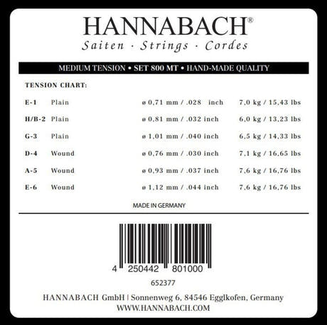 Hannabach 800 diskantsett E1, H/B2 og G3, medium tension