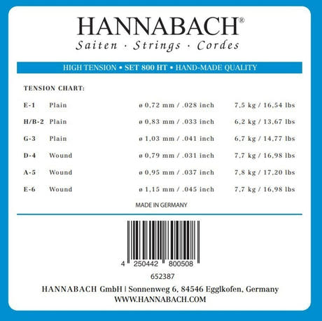Hannabach-strenger til klassisk gitar Serie 800 High tension sølvbelagt - Sett høy (800HT)