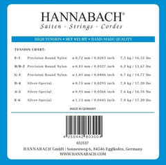 Hannabach 815 diskantsett E1, H/B2 og G3, high tension