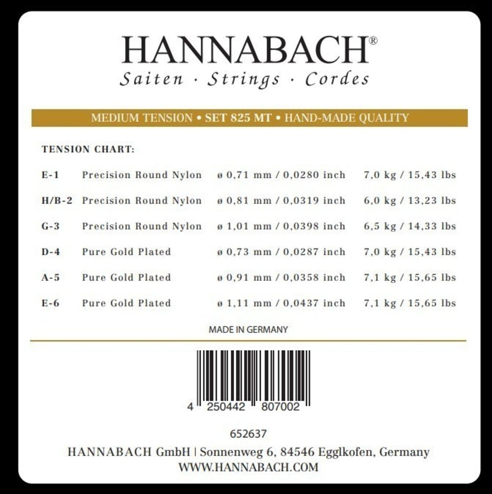 Hannabach 825 D4-bassstreng til klassisk gitarer, medium tension