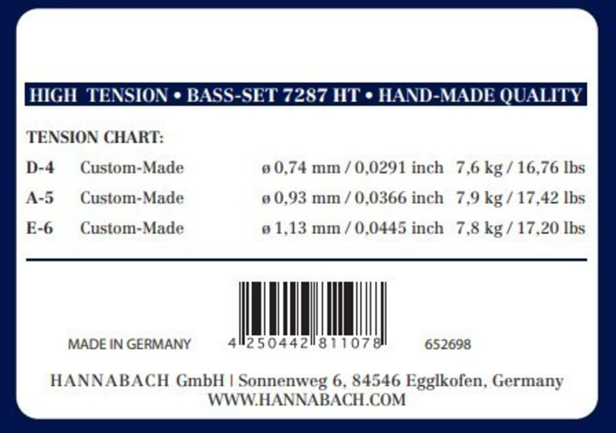 Hannabach strenger for klassisk gitar Series 728 High Tension Custom Made - 3 bass-strenger high (7287HT)