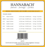 Hannabach strenger til klassisk gitar Series 725 medium/høy spenning Goldin - 3-delt diskantsett (7258MHTC)
