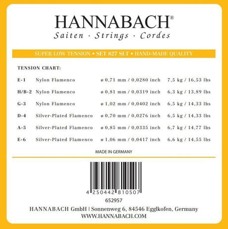 Hannabach 827 diskantsett E1, H/B2 og G3, superlav spenning