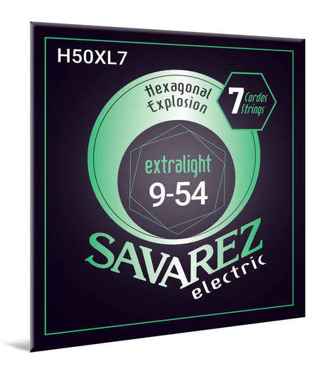 Savarez H50XL7 Hexagonal Explosion 7-strenget elektrisk gitar, .009 til .054