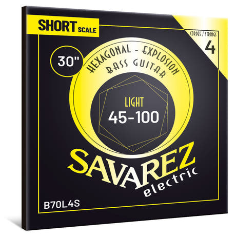 Savarez B70L4S Hexagonal Explosion 4-strengs Bass, light short scale
