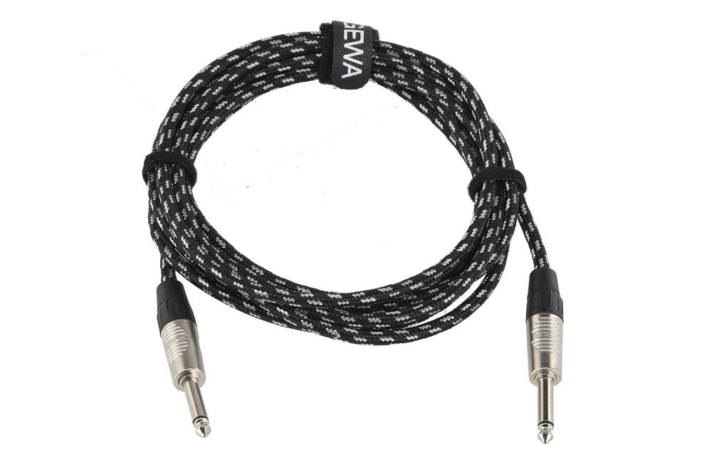 GEWA Pro Line instrumentkabel 3 m, svart-hvit tweed, rett jack