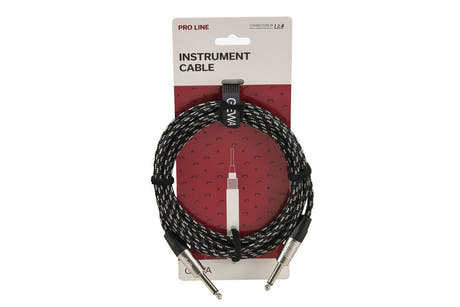 GEWA Pro Line instrumentkabel 3 m, svart-hvit tweed, rett jack