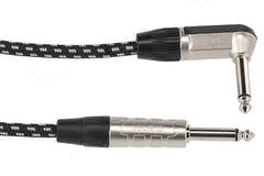 GEWA Pro Line instrumentkabel 6 m, sort-hvit tweed, vinklet jack