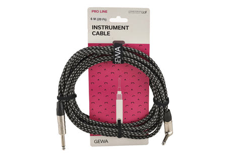 GEWA Pro Line instrumentkabel 6 m, sort-hvit tweed, vinklet jack