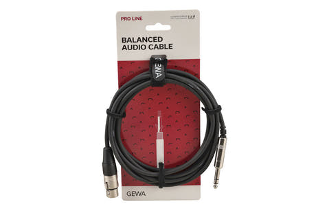 GEWA Pro Line balansert kabel 3 m, stereo-jack til XLR-hunn