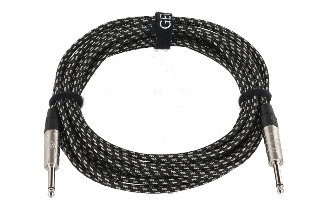 GEWA Pro Line instrumentkabel 6 m, svart-hvit tweed, rett jack