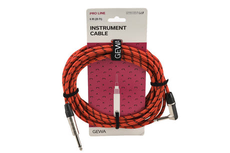 GEWA Pro Line instrumentkabel 6 m, rett og vinklet jack