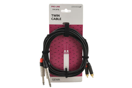 GEWA Pro Line dobbeltkabel 3 m, 2 x jack til 2 x cinch