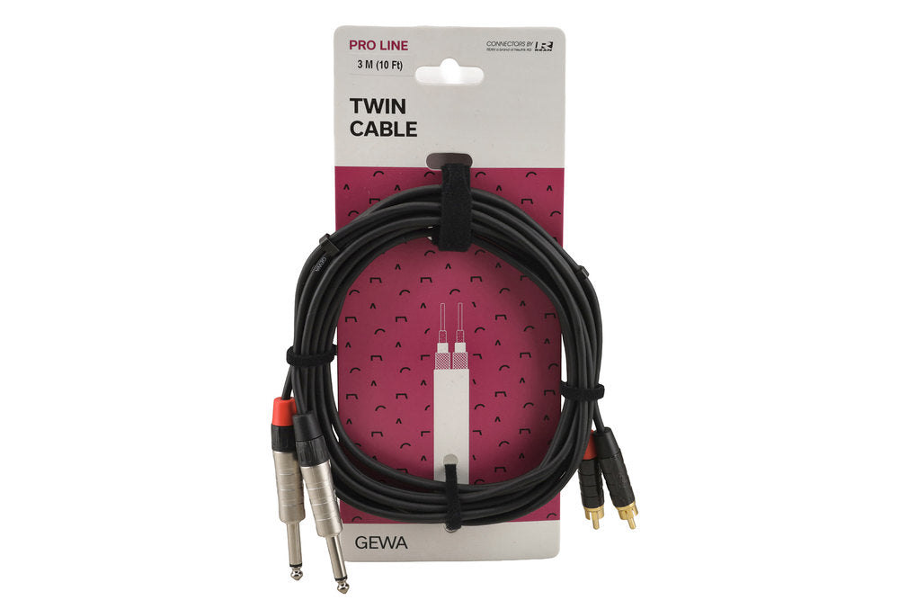GEWA Pro Line dobbeltkabel 3 m, 2 x jack til 2 x cinch